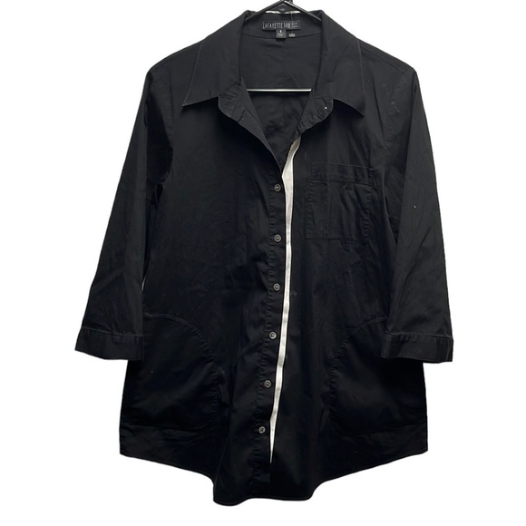Lafayette 148 Black Button down with pockets sz 8 - Picture 1 of 7